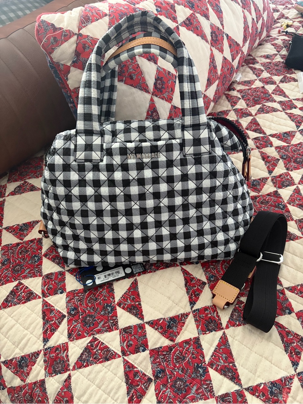 MZ Wallace Small Sutton Deluxe in  Black & White Gingham - NWT